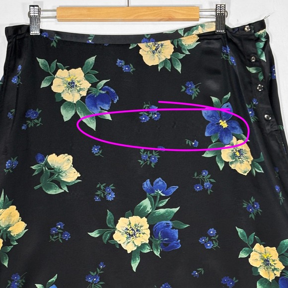 VTG 90s Y2K The Limited 100% Silk Midi Black Floral Skirt Womens 14 Fairy Grunge - Picture 5 of 7